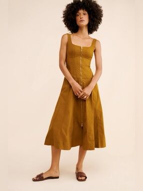 Anthropologie Sleeveless Zip-Front Midi Dress